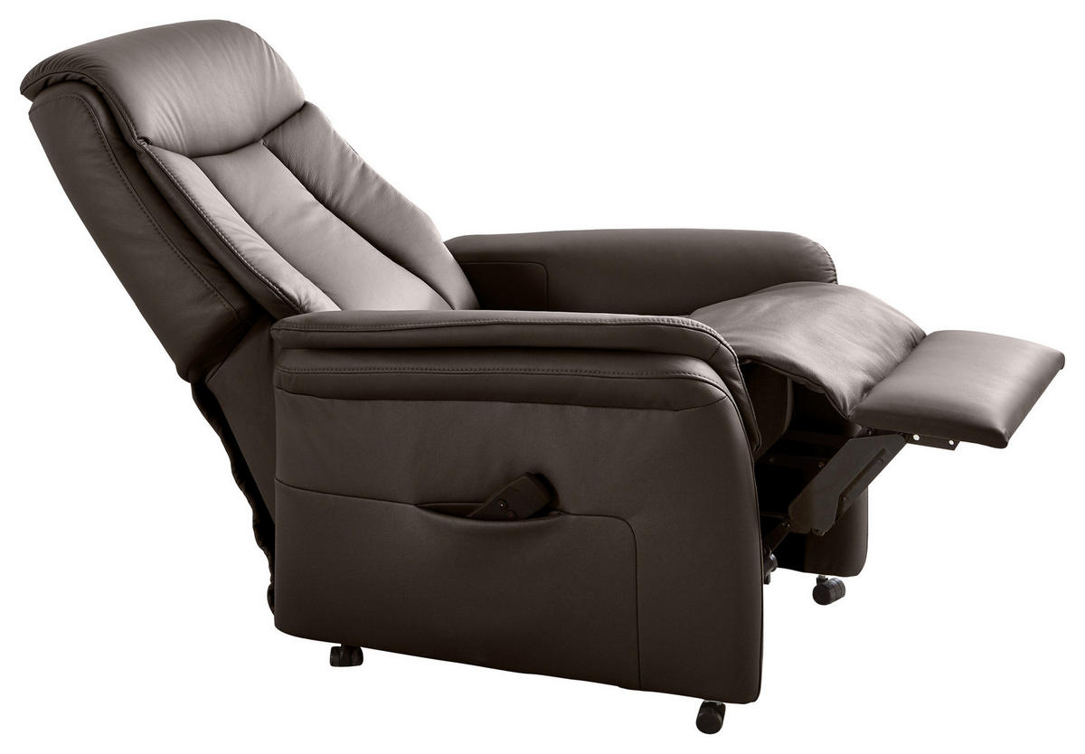 FERNSEHSESSEL in Dunkelbraun  - Dunkelbraun/Schwarz, Konventionell, Leder/Kunststoff (74/107/84cm) - Valdera