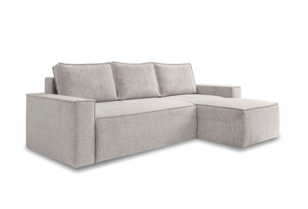 ECKSOFA in Beige  - Weiss/Beige, Design, Kunststoff/Textil (250/156cm) - MID.YOU