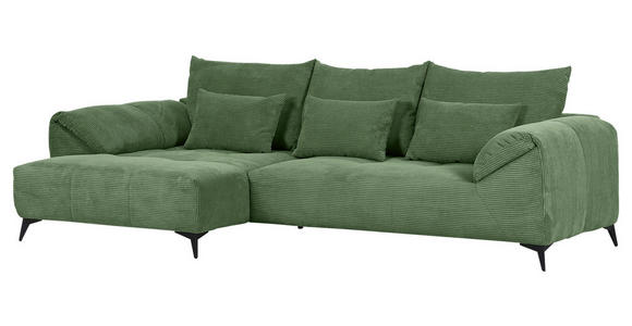ECKSOFA  in Cord Olivgrün  176/311 cm  - Schwarz/Olivgrün, KONVENTIONELL, Textil/Metall (176/311cm) - Carryhome