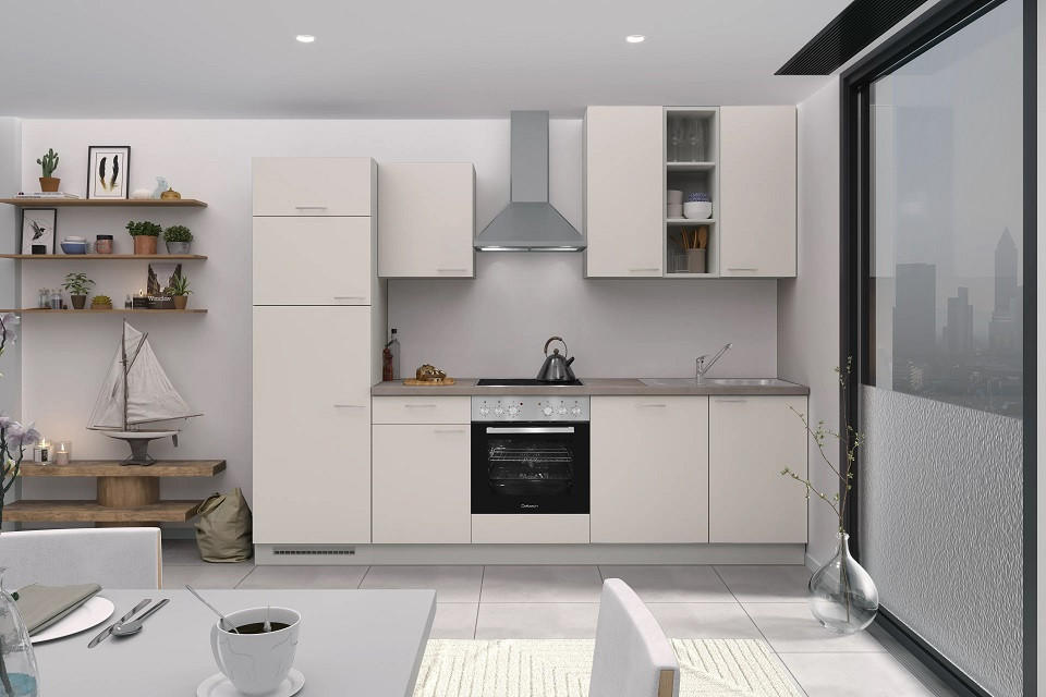 Küchenzeile Win mit Geräten B: 280 cm Weiß