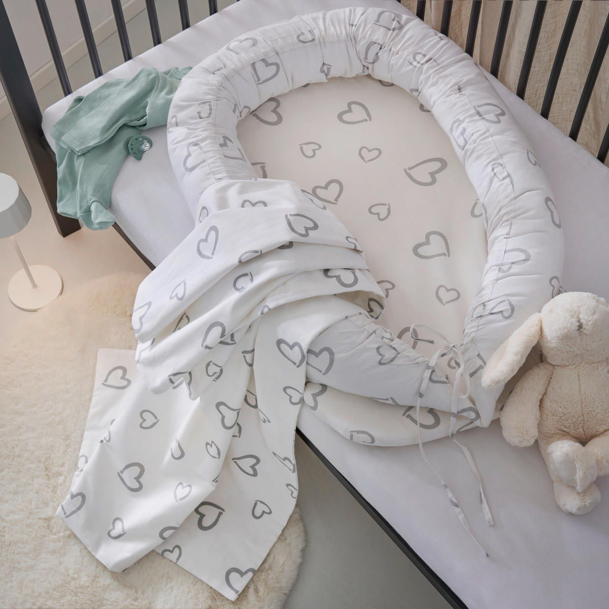 MANTINEL DO POSTÝLKY - šedá/bílá, Basics, textil (80/50/10cm) - My Baby Lou