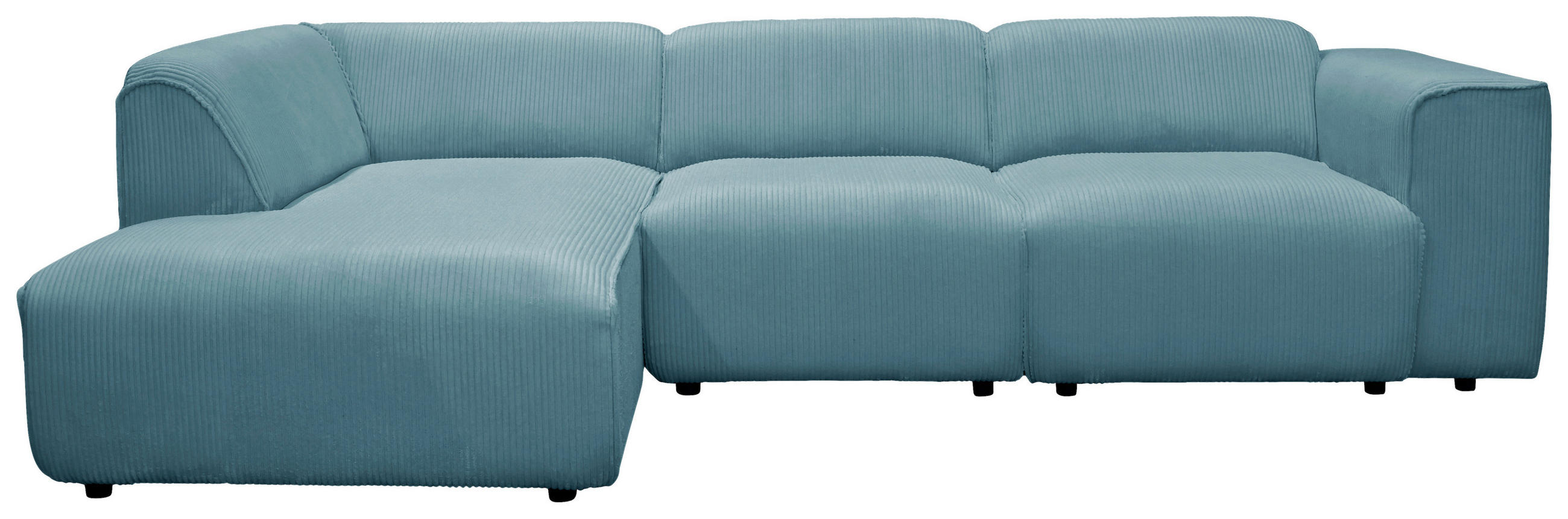ECKSOFA ANTHONY Blau Cord  - Blau/Schwarz, Design, Kunststoff/Textil (163/275cm) - MID.YOU