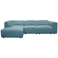 ECKSOFA ANTHONY Blau Cord  - Blau/Schwarz, Design, Kunststoff/Textil (163/275cm) - MID.YOU