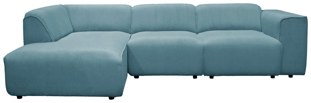 ECKSOFA ANTHONY Blau Cord  - Blau/Schwarz, Design, Kunststoff/Textil (163/275cm) - MID.YOU