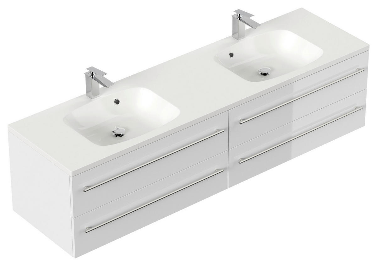 WASCHTISCHKOMBI 180 cm  - Weiß Hochglanz/Weiß, Basics, Holzwerkstoff/Stein (180cm) - MID.YOU