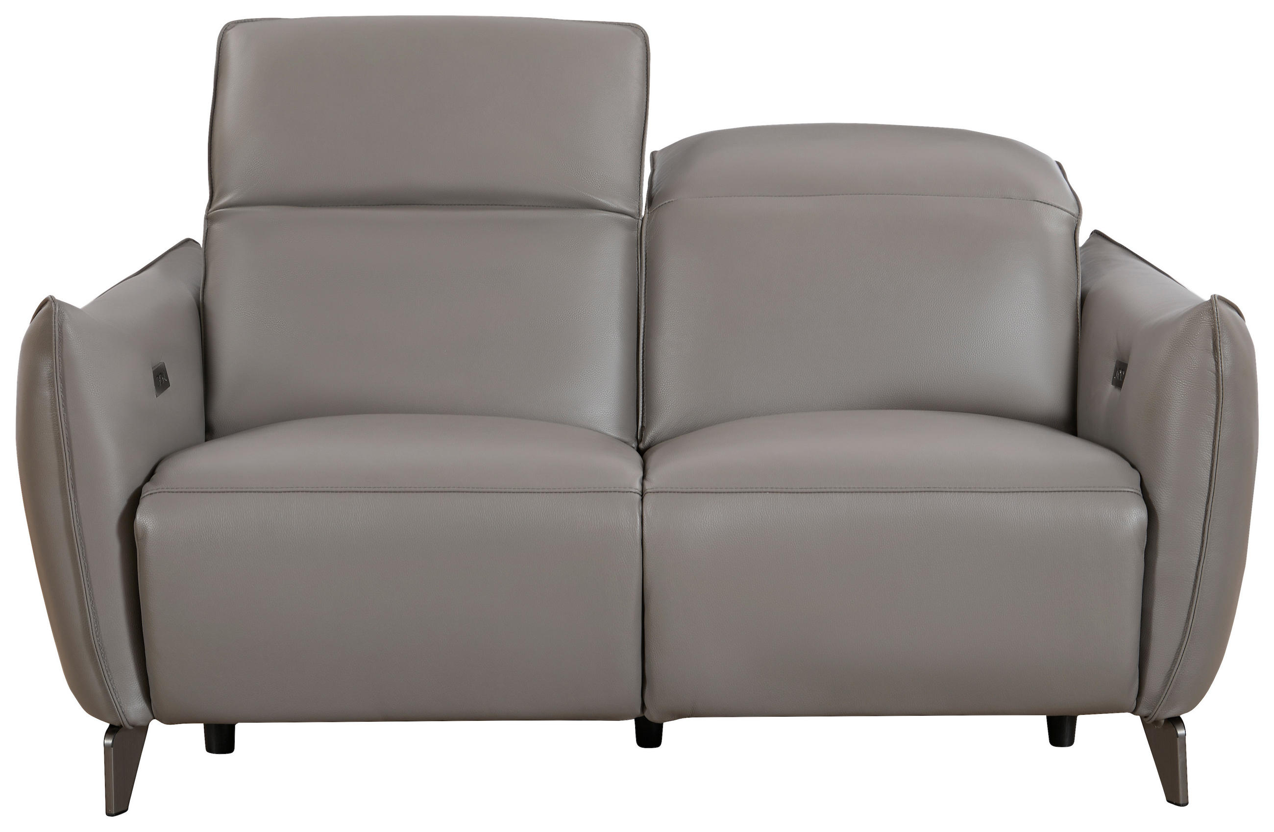 2-SITZER-SOFA Grau Echtleder  - Grau, Design, Leder/Metall (184/79-99/104cm) - Novel
