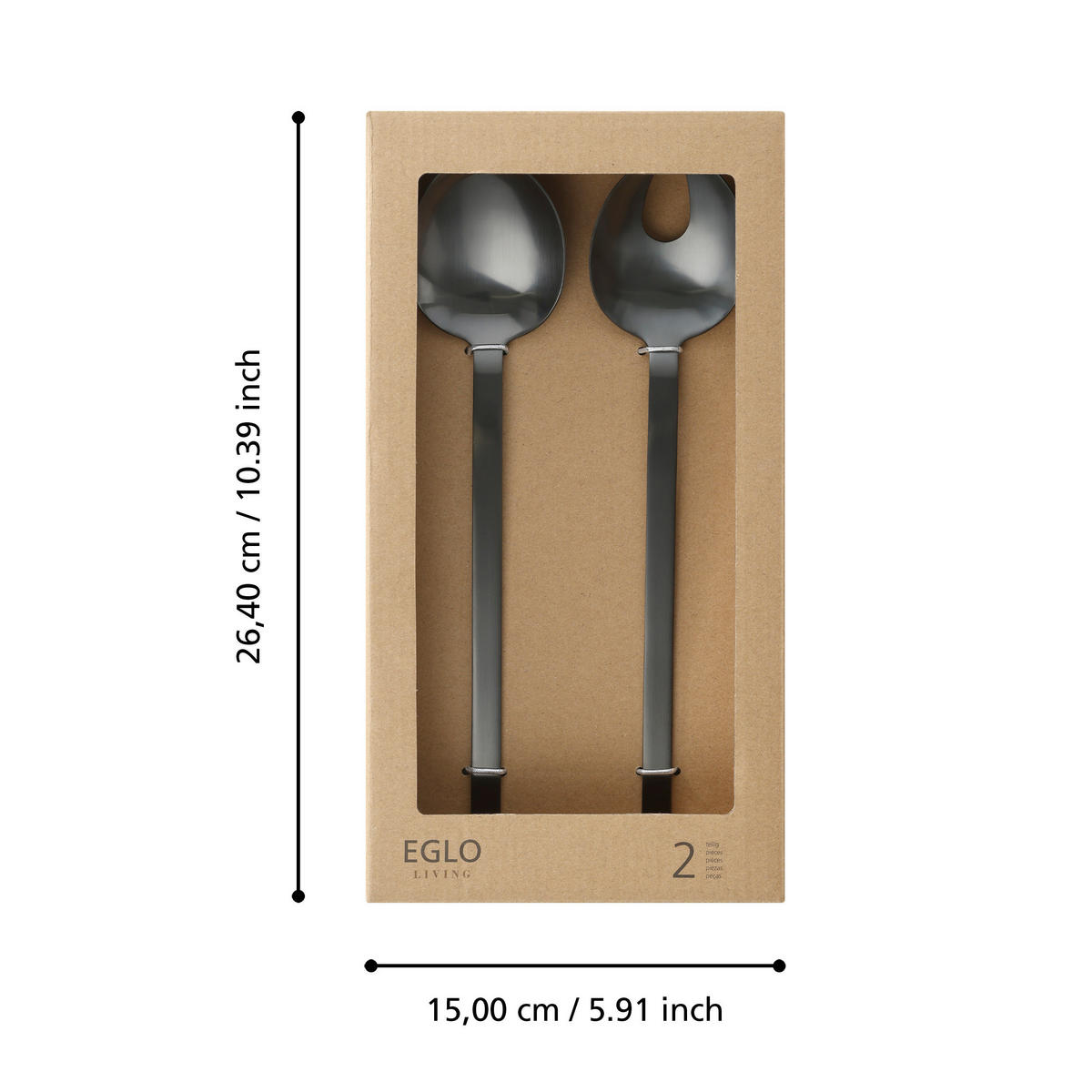 BESTECKSET 2-teilig Edelstahl  für  - Schwarz, Basics, Metall (29cm) - Eglo