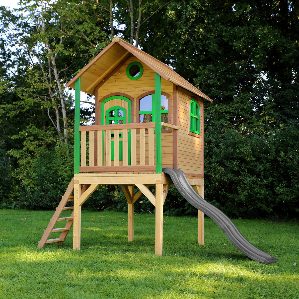 SPIELHAUS 318/272/191 cm  - Braun/Grau, KONVENTIONELL, Holz (318/272/191cm) - Ambia Garden