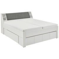 BETT 180/200 cm,  in Grau, Weiß, gepolstertes Kopfteil, Bettschubladen,  - Weiß/Grau, KONVENTIONELL, Textil (180/200cm) - Carryhome