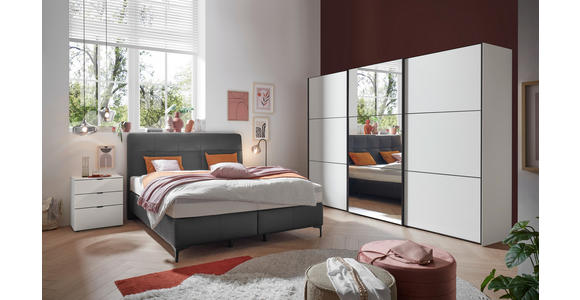 BOXSPRINGBETT 180/200 cm in Schwarz - Chromfarben/Schwarz, Basics, Leder/Holz (180/200cm) - Novel