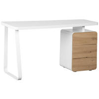 SCHREIBTISCH  in Weiß, Eichefarben  - Eichefarben/Weiß, LIFESTYLE, Holzwerkstoff/Metall (140/75/60cm) - MID.YOU