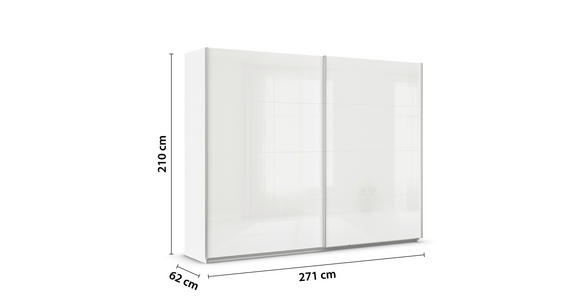 SCHWEBETÜRENSCHRANK  in Weiß  - Alufarben/Weiß, KONVENTIONELL, Holzwerkstoff/Metall (271/210/62cm) - Xora