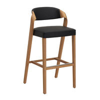 BARHOCKER in Holz, Leder Schwarz, Wildeiche  - Wildeiche/Schwarz, Natur, Leder/Holz (52/103/52cm) - Voglauer