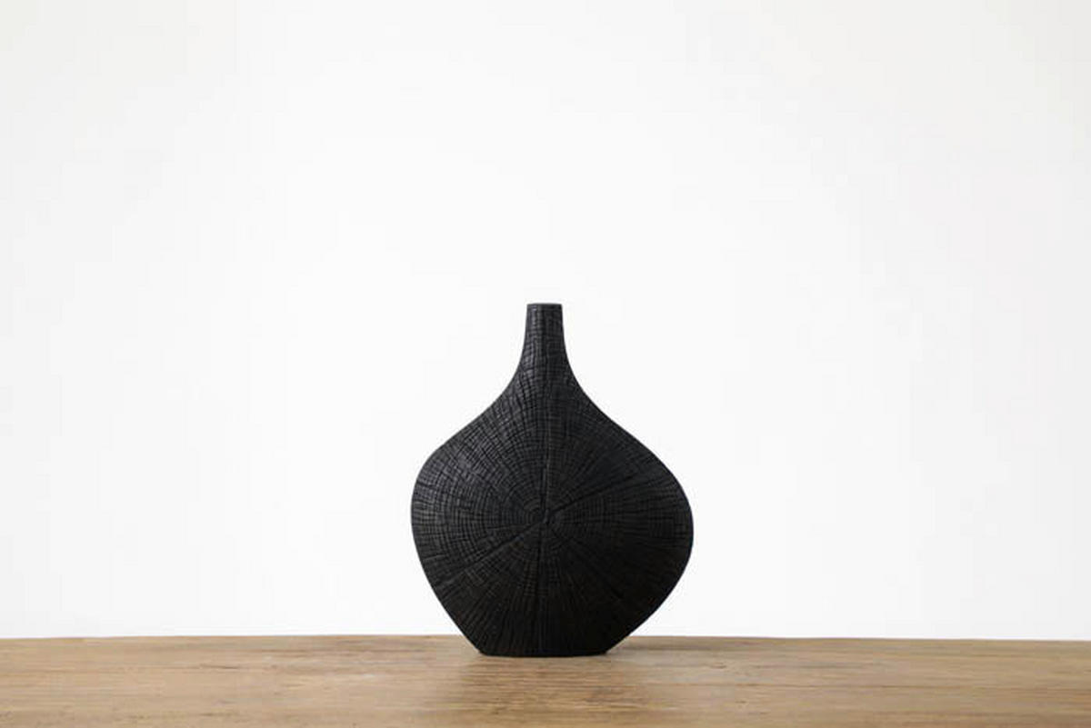 VÁZA  - sötétbarna/fekete, Design, műanyag (32/10,5/25,5cm)