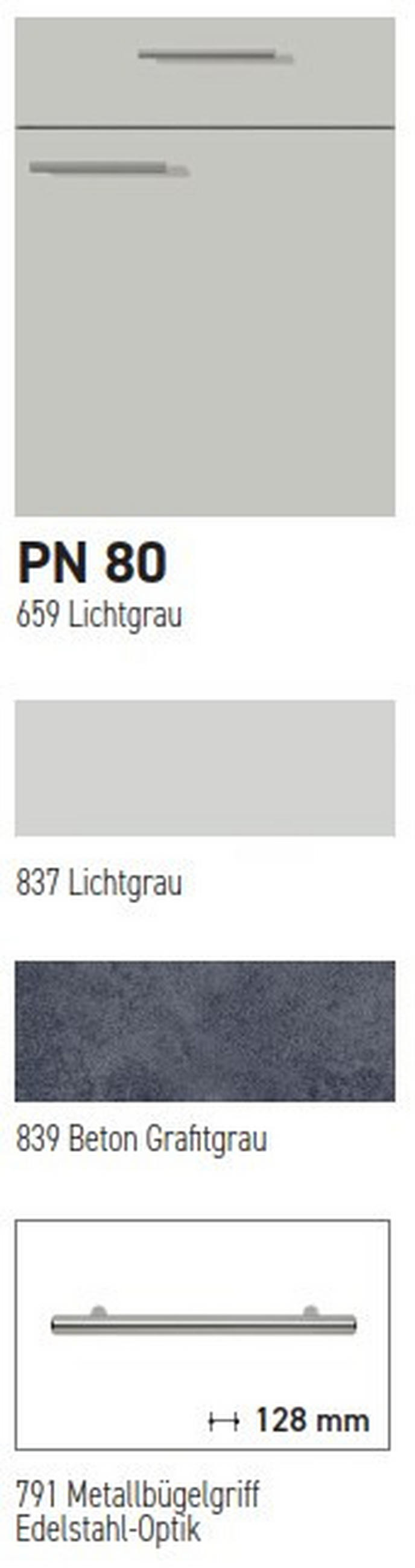KÜCHENBLOCK PN 80 320 cm  in Graphitfarben, Hellgrau  - Edelstahlfarben/Hellgrau, Design, Holzwerkstoff/Metall (320cm) - Pino