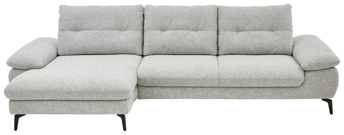 ECKSOFA Hellgrau Flachgewebe  - Hellgrau/Schwarz, Design, Textil/Metall (168/303cm) - Valdera