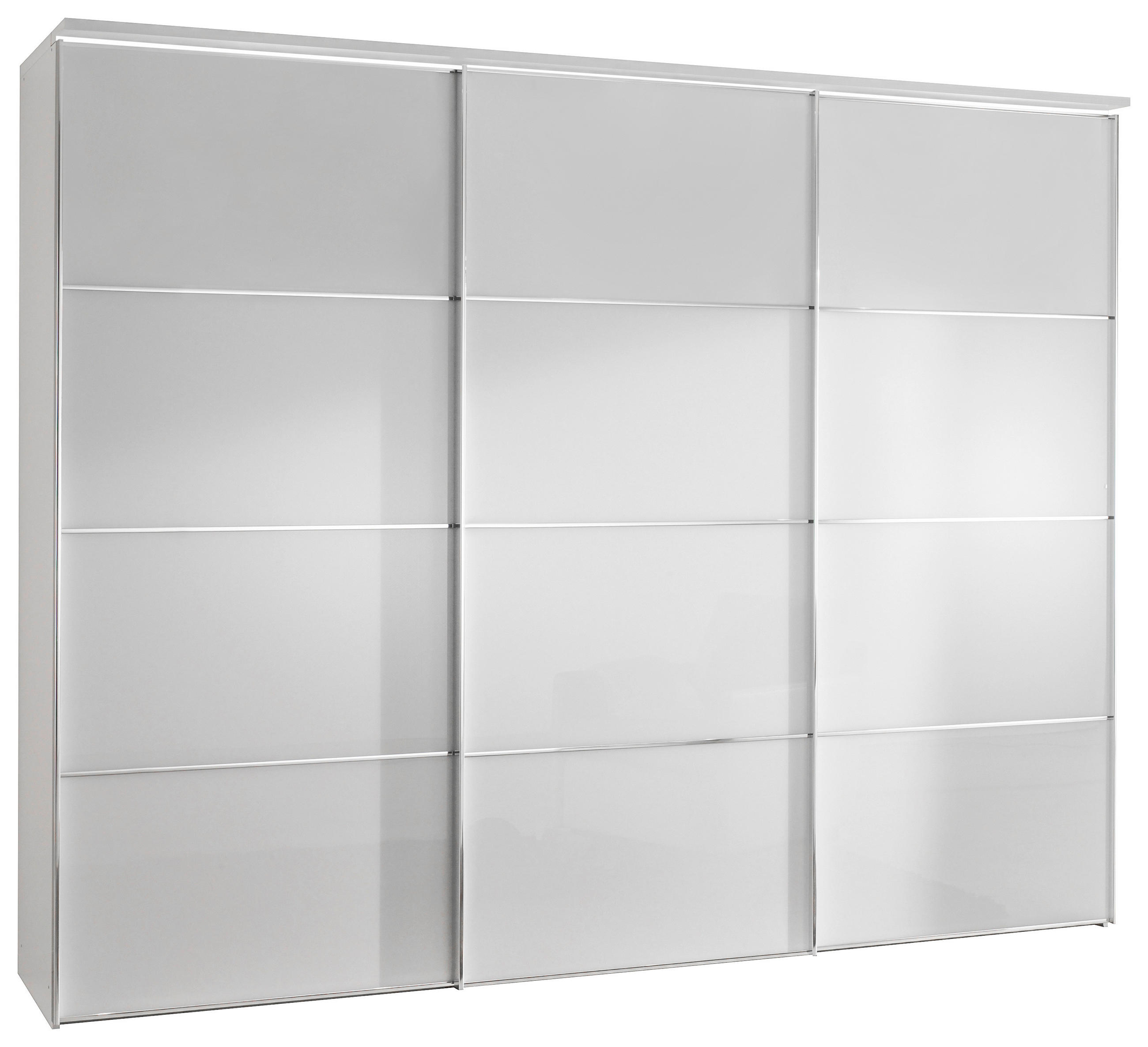 SCHWEBETÜRENSCHRANK  in Weiß  - Chromfarben/Weiß, Design, Glas/Holzwerkstoff (249/222/68cm) - Moderano