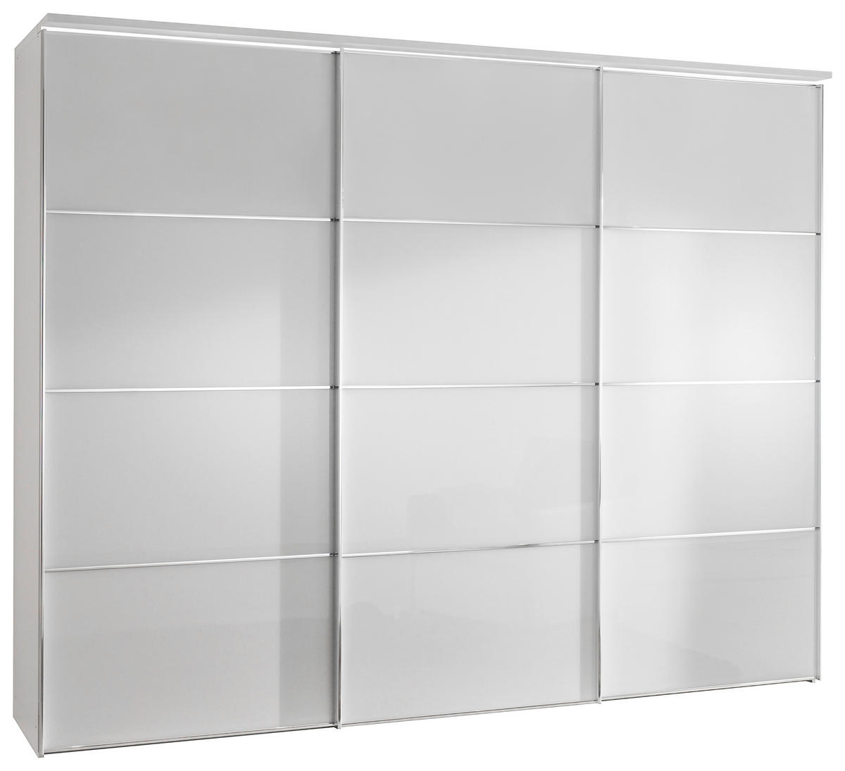 SCHWEBETÜRENSCHRANK 249/222/68 cm 3-türig Weiß  - Chromfarben/Weiß, Design, Glas/Holzwerkstoff (249/222/68cm) - Moderano