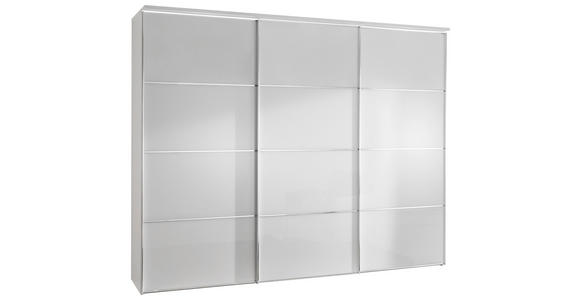 SCHWEBETÜRENSCHRANK  in Weiß  - Chromfarben/Weiß, Design, Glas/Holzwerkstoff (249/222/68cm) - Moderano