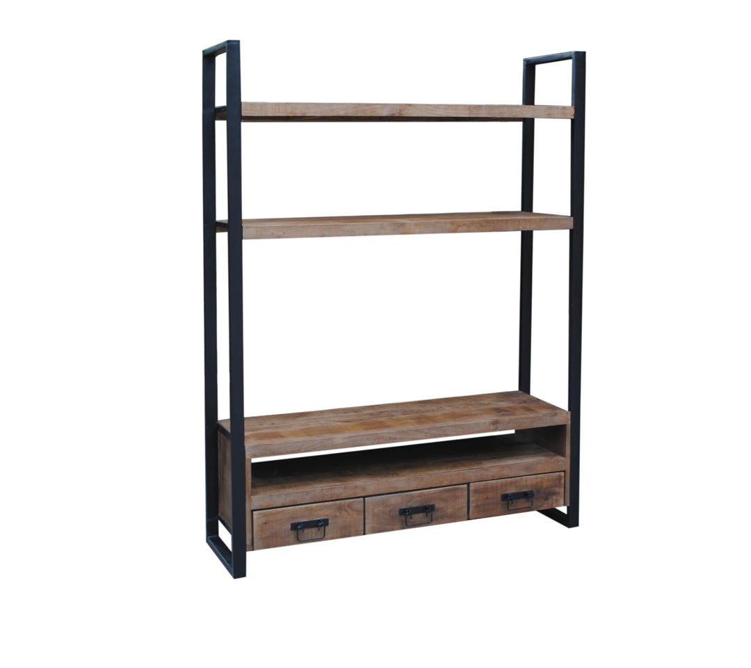 TV-ELEMENT Mangoholz massiv Naturfarben, Schwarz  - Schwarz/Naturfarben, Basics, Holz/Metall (150/200/45cm) - Livetastic