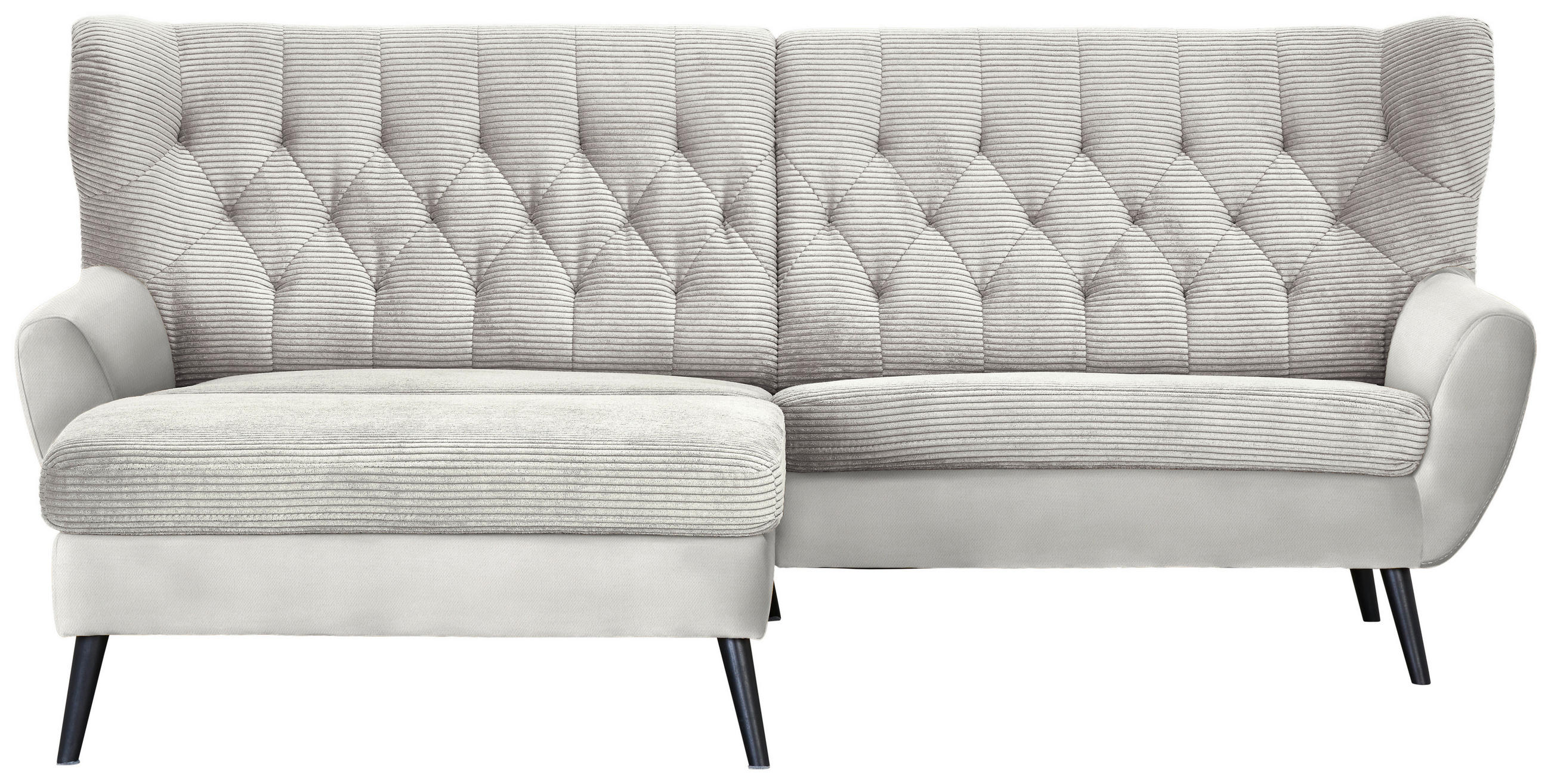 ECKSOFA in Cord Creme 165/237 cm - Creme/Schwarz, Design, Holz/Textil (165/237cm) - Stylife