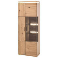 VITRINENKOMBINATION in furniert, massiv Balkeneiche Eiche Bianco  - Eiche Bianco/Grau, Design, Glas/Holz (75/204/37cm) - Livetastic