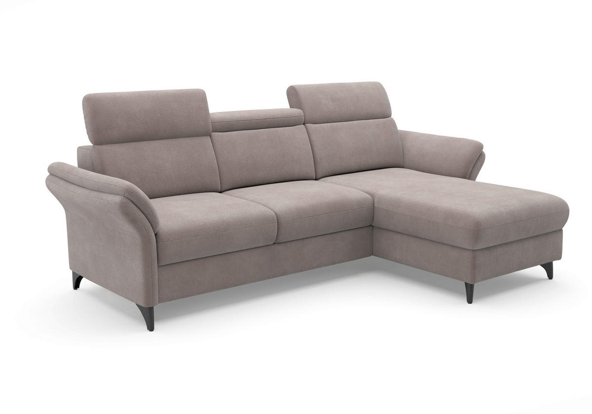 ECKSOFA GLENDALE E Taupe Flachgewebe  - Taupe/Schwarz, KONVENTIONELL, Textil/Metall (253/166cm) - Sit & More