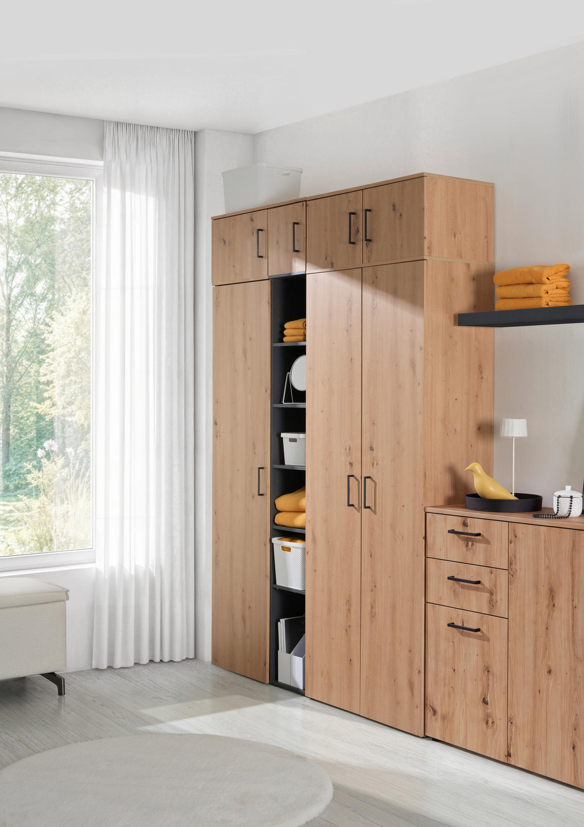 MEHRZWECKSCHRANK 50/195/40 cm  in Eiche Artisan  - Anthrazit/Schwarz, MODERN, Holzwerkstoff/Kunststoff (50/195/40cm) - Milino