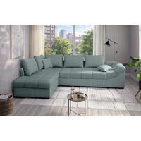 ECKSCHLAFSOFA Alvito Mintgrün Chenille  - Schwarz/Mintgrün, MODERN, Holz/Textil (202/298cm) - MID.YOU
