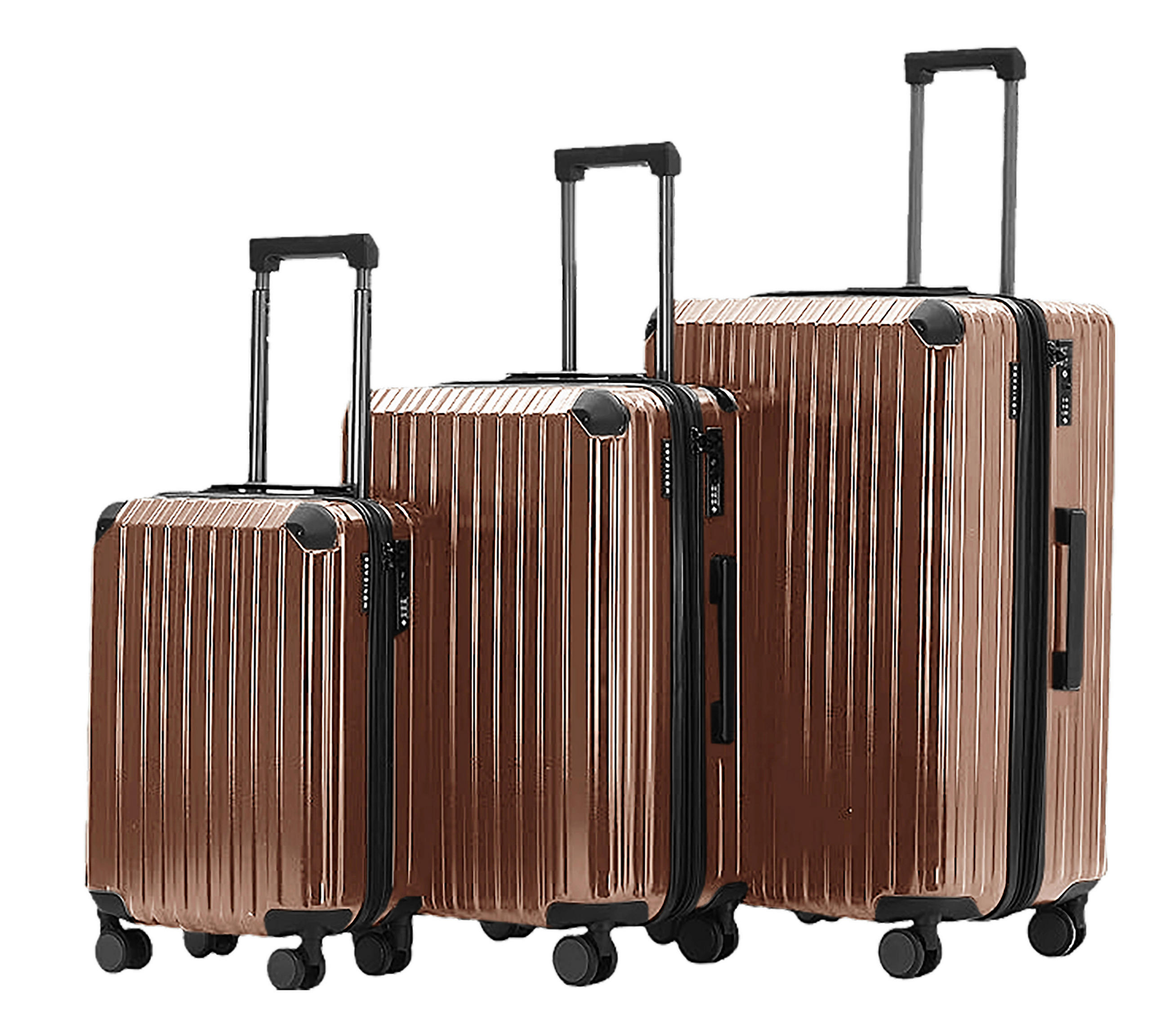 REISEKOFFERSET Mokka 3-teilig  - Mokka, Basics, Kunststoff/Textil - Novel