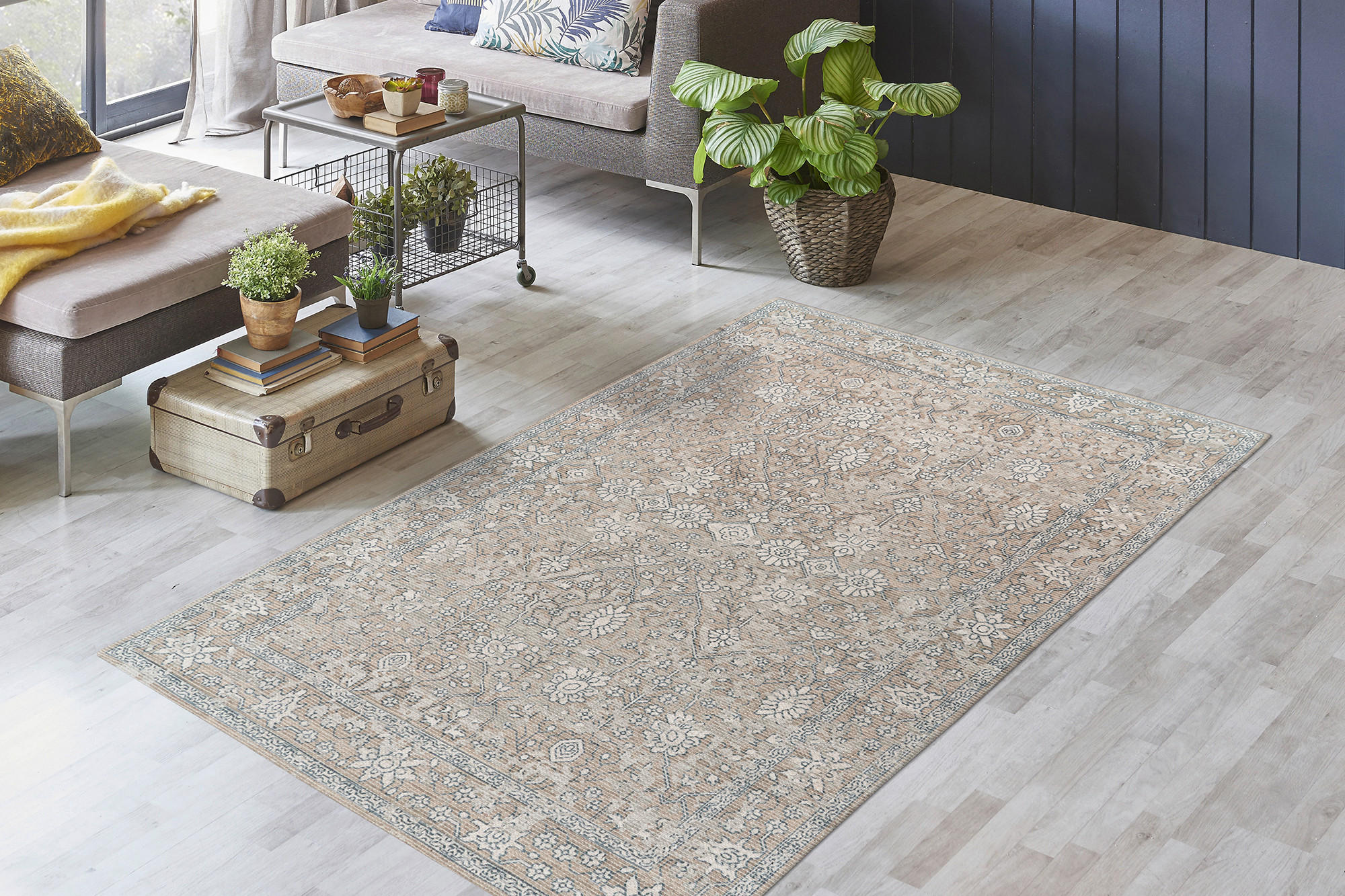 TEPPICH 120/170 cm Perry 125 Khaki / Beige  - Beige/Olivgrün, KONVENTIONELL, Textil (120/170cm)