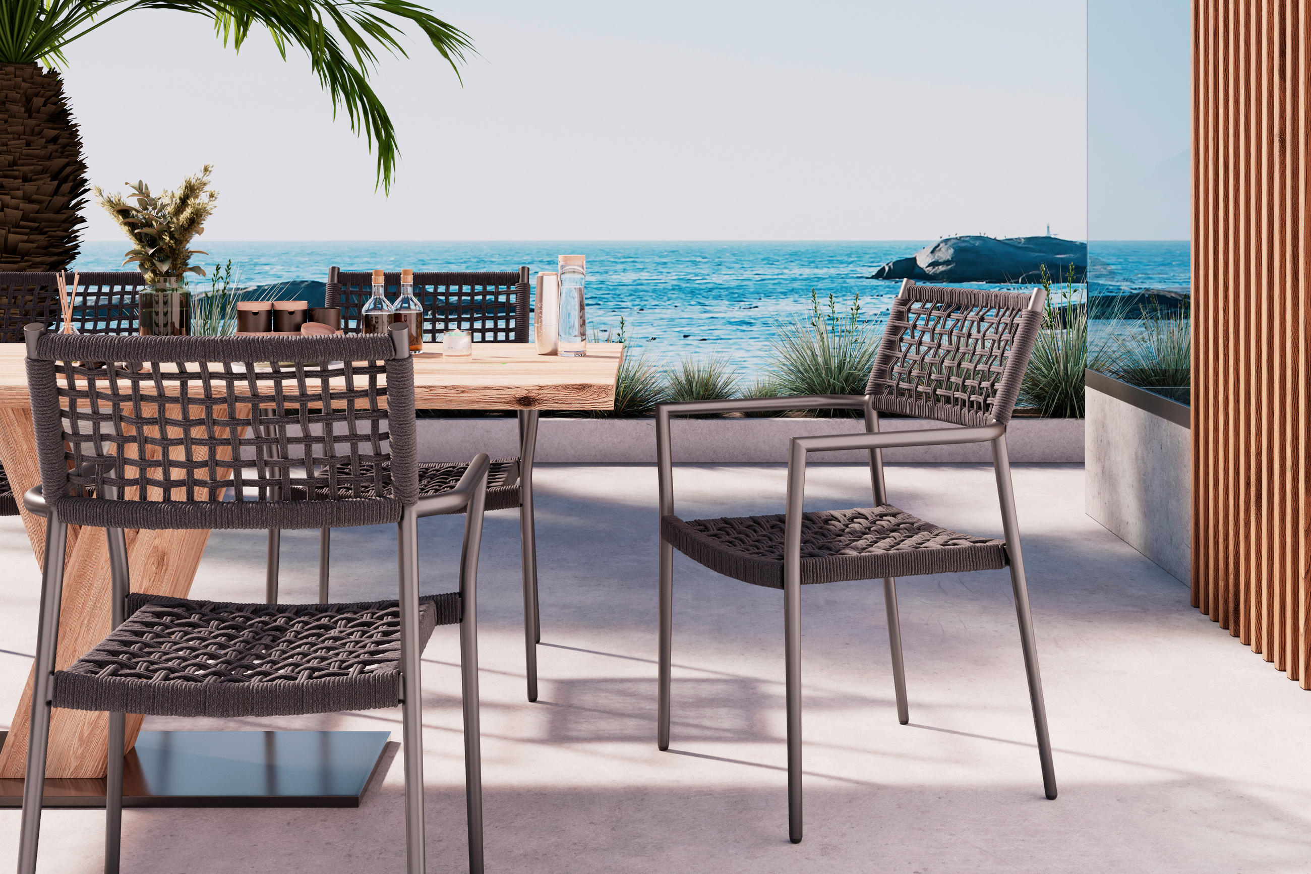 STAPELSESSEL Aluminium Anthrazit  - Anthrazit, MODERN, Textil/Metall (56/86/58cm) - Ambia Garden
