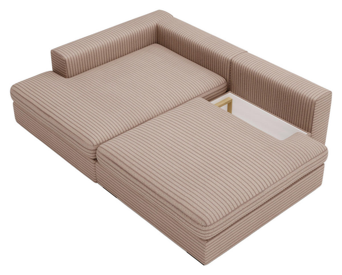 ECKSOFA in Cord Hellbraun  - Hellbraun/Schwarz, Design, Kunststoff/Textil (158/223cm) - Lomoco