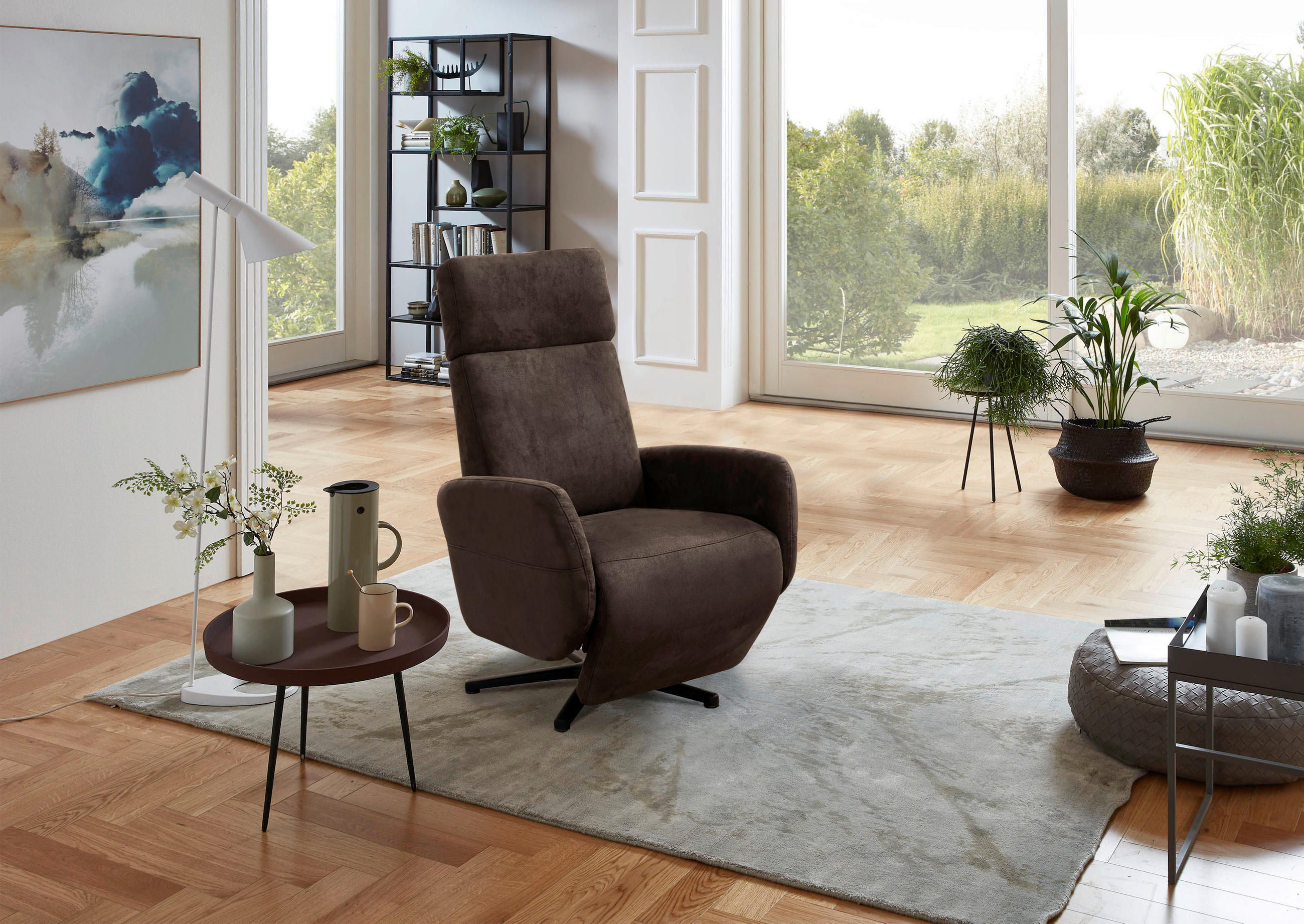DREHSTUHL Mikrofaser Mokka  - Schwarz/Mokka, KONVENTIONELL, Textil/Metall (71/110/82cm) - Sit & More