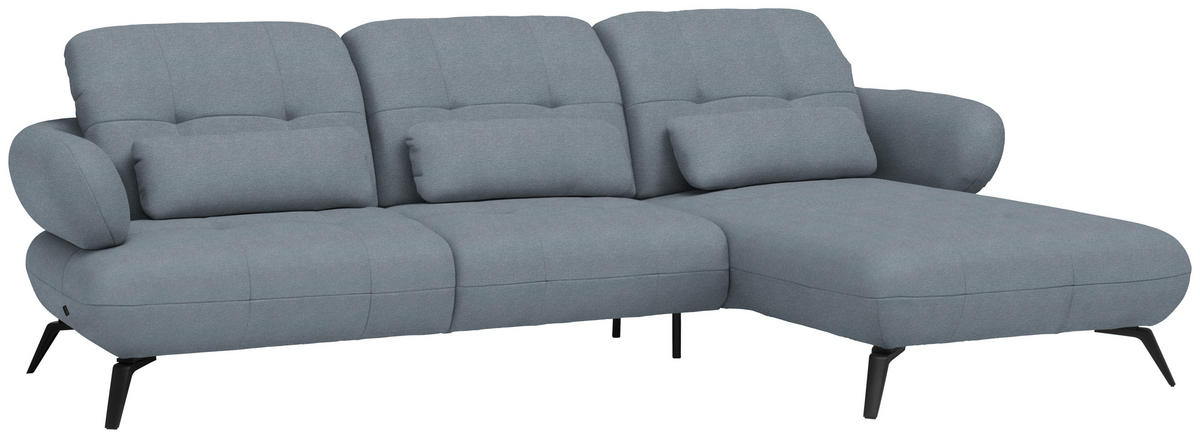 ECKSOFA Flachgewebe Blau  - Blau/Schwarz, Design, Textil/Metall (282/189cm) - Novel