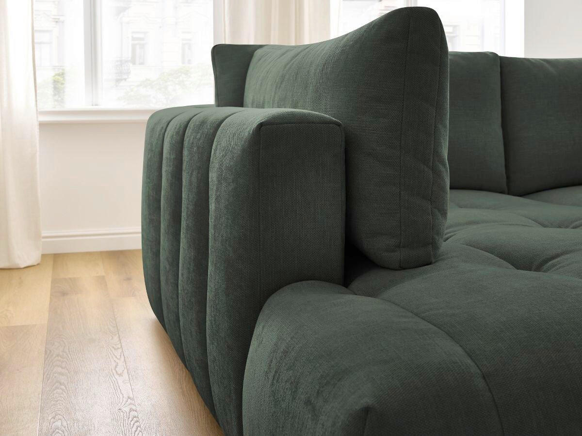 ECKSCHLAFSOFA FUJI Leinenoptik Grün  inkl.  - Schwarz/Grün, MODERN, Kunststoff/Textil (204/282cm)