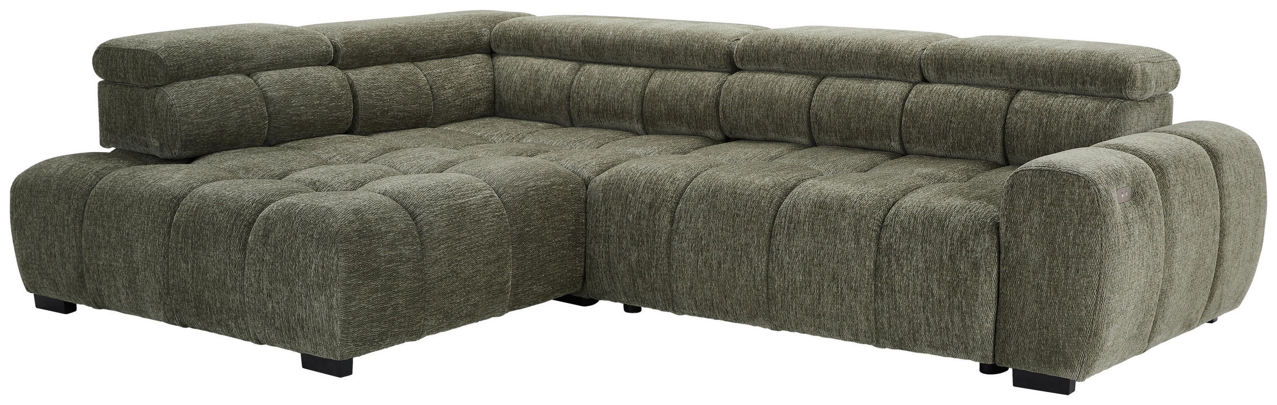 Thumbnail - Welnova Ecksofa, Olivgrün, Textil, 4-Sitzer, Ottomane links, 297x205 cm, Rücken echt, elektrischer Sitzvorzug, Wohnzimme...