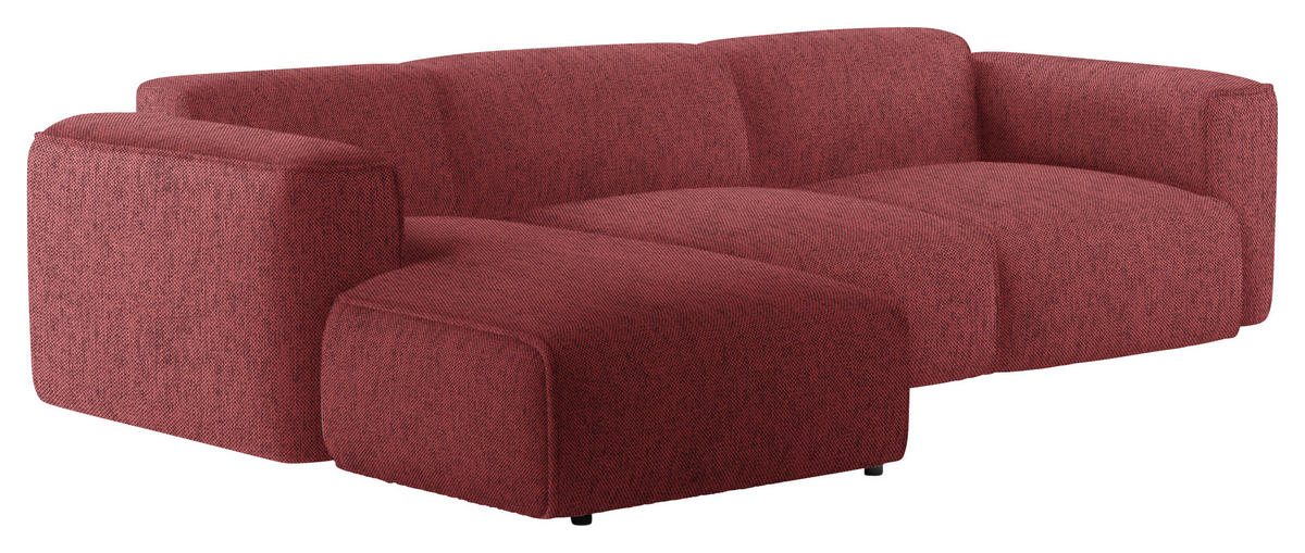 ECKSOFA Rot Webstoff Rücken echt  - Rot/Schwarz, Design, Kunststoff/Textil (171/290cm) - home24
