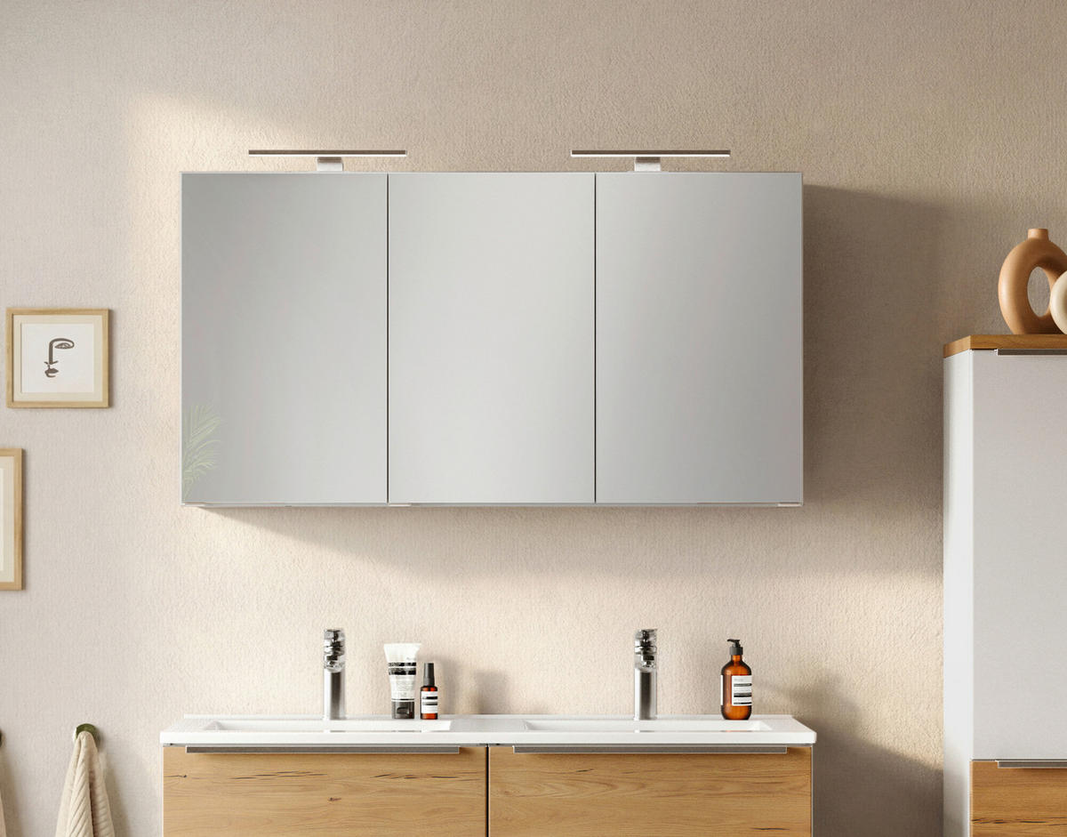 SPIEGELSCHRANK 120/64/20 cm  - Schwarz/Weiß, Trend, Glas/Holzwerkstoff (120/64/20cm) - Held