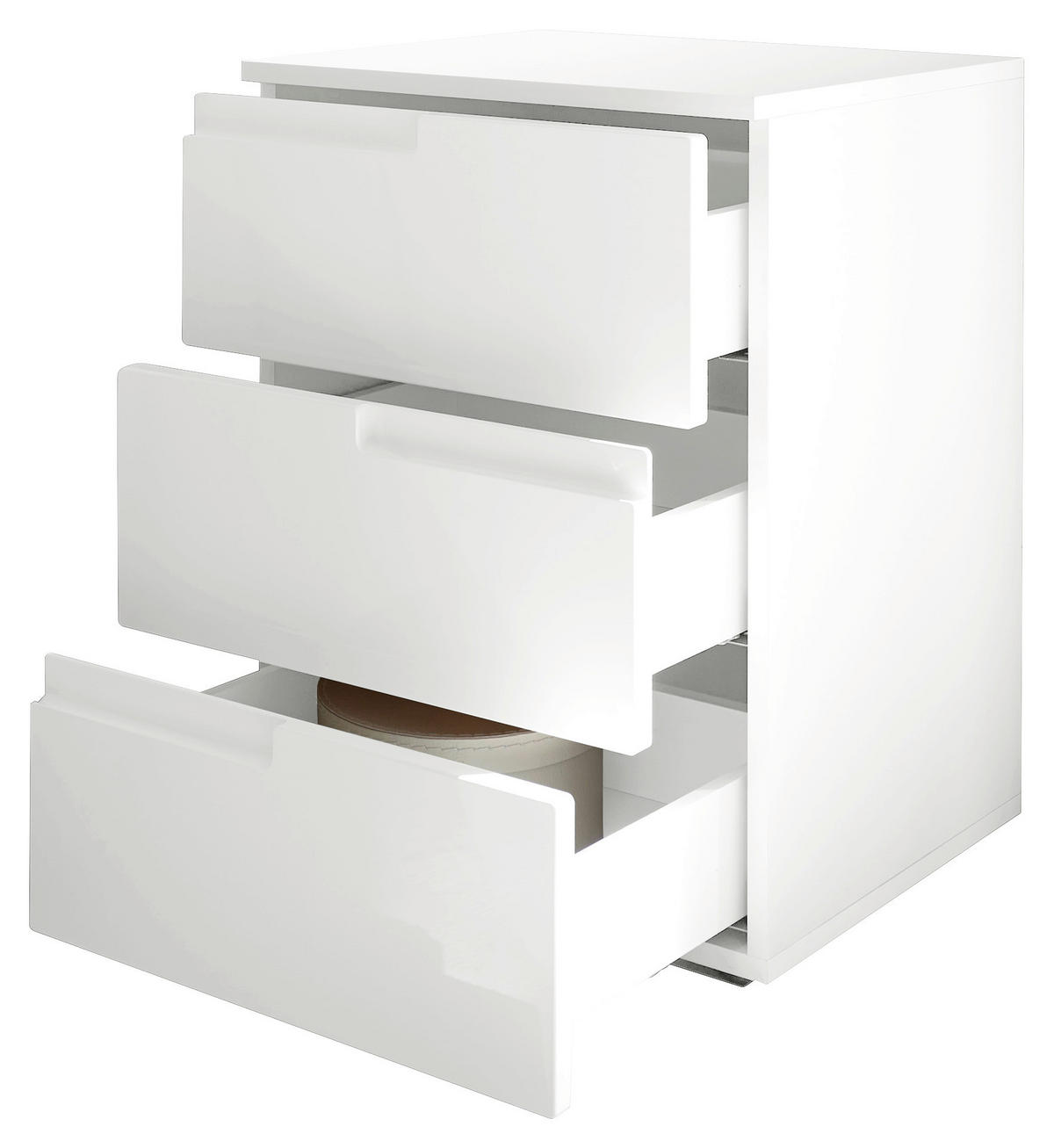 NOČNÍ STOLEK, bílá, vysoce lesklá bílá, 46,2/60,9/40 cm - bílá/černá, Moderní, kompozitní dřevo/plast (46,2/60,9/40cm) - MID.YOU