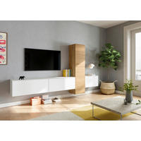 WOHNWAND  in Weiß, Eichefarben  282/160/37 cm  - Eichefarben/Weiß, Design, Holzwerkstoff (282/160/37cm) - Celina Home