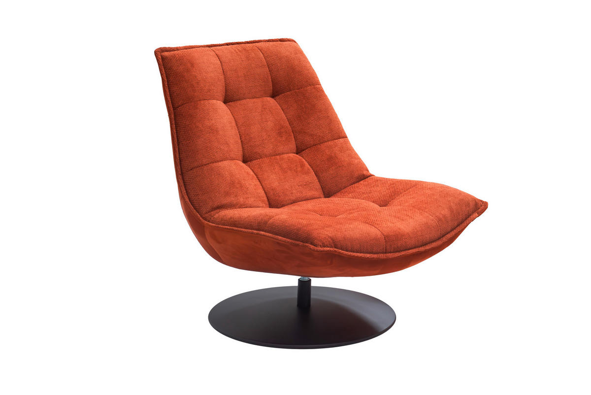 SESSEL in Struktur, Velours Rostfarben  - Rostfarben/Schwarz, Design, Textil/Metall (94/97/106cm) - Livetastic