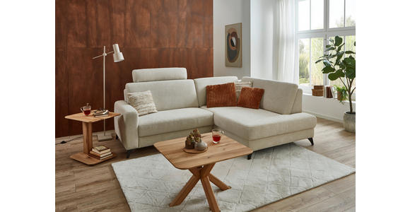 ECKSOFA Beige Chenille  - Beige/Schwarz, Design, Textil/Metall (239/182cm) - Valnatura