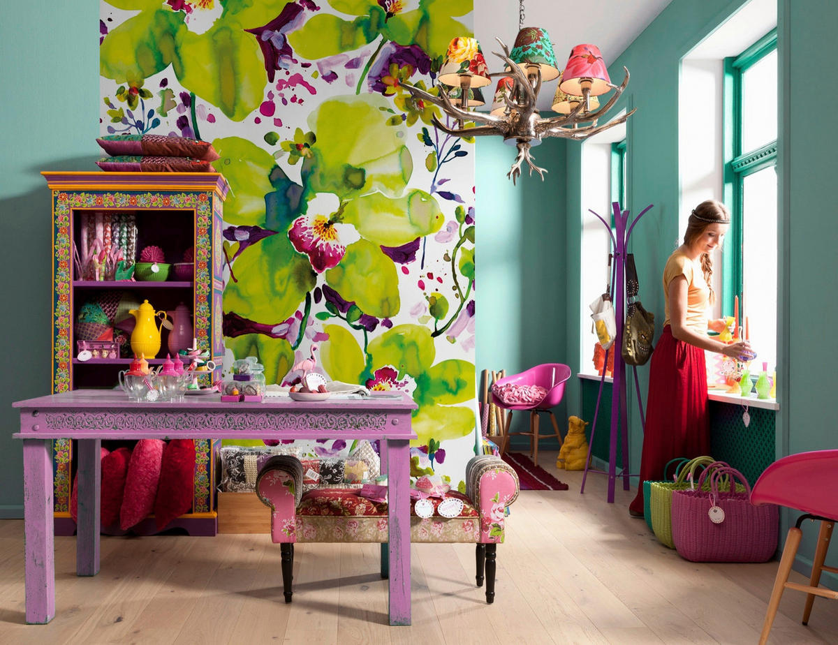 FOTOTAPETE - Pink/Lila, Basics, Papier (184/254cm)