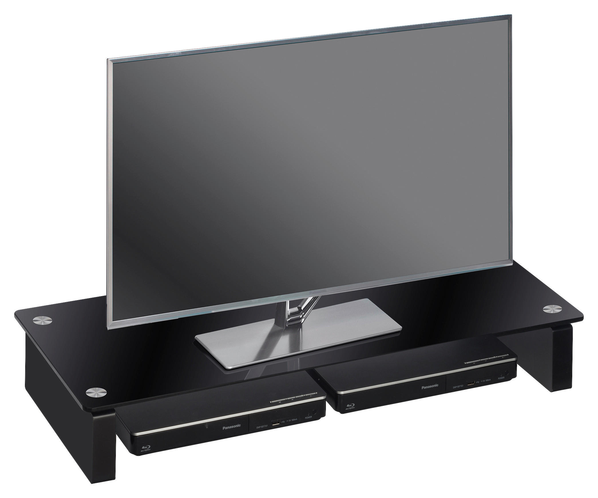 TV Aufsatz Glas Schwarzglas Fernseherhöhung 100 cm Rack LED PLAZMA LCD 