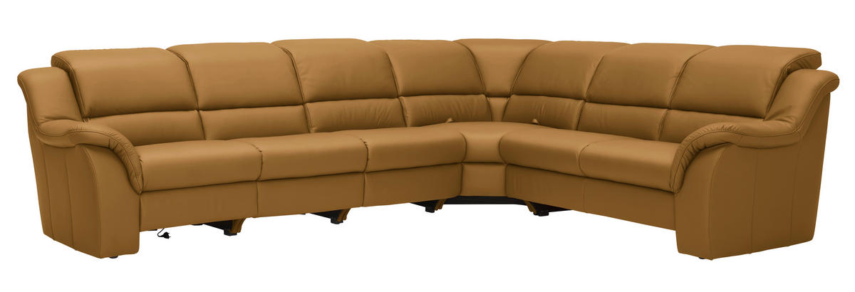 ECKSOFA  in Echtleder Senfgelb  324/260 cm  - Chromfarben/Senfgelb, KONVENTIONELL, Leder/Kunststoff (324/260cm) - Cantus