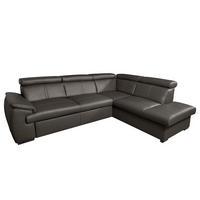 ECKSOFA  in Echtleder Dunkelbraun  - Wengefarben/Dunkelbraun, Design, Leder/Holz (265/211cm) - Livetastic