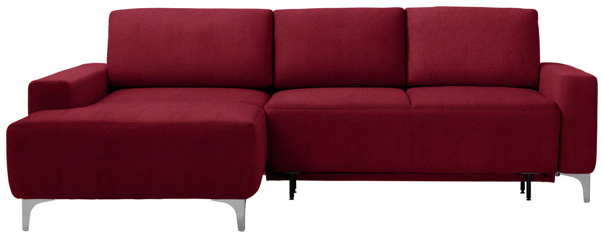 ECKSOFA Rot Chenille  - Rot/Alufarben, Design, Textil/Metall (160/248cm) - Sedda