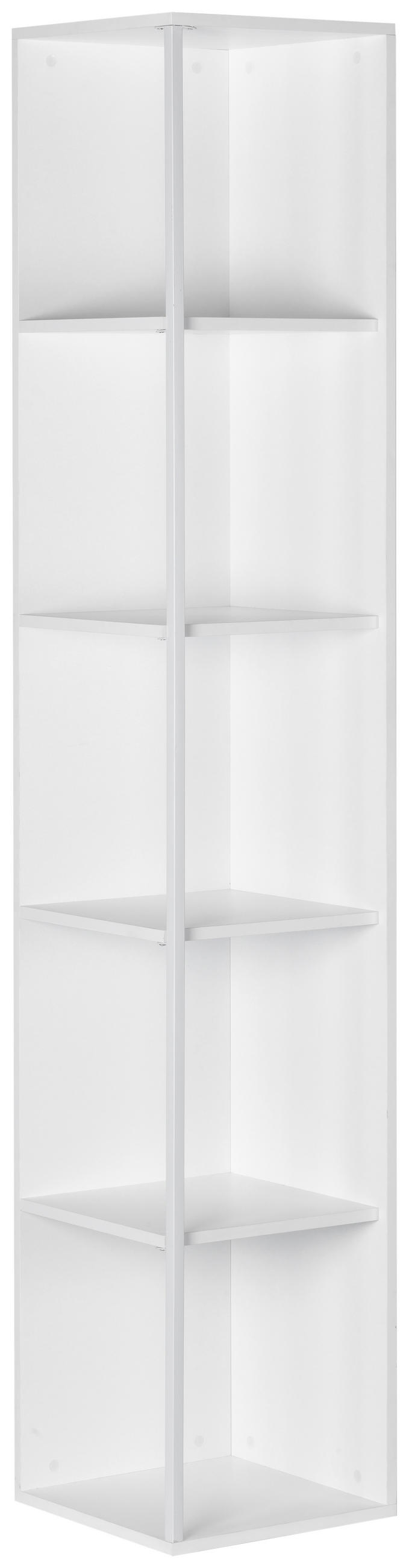 ETAJERĂ DE COLȚ in 34/185/34 cm alb  - alb, Design, metal/material pe bază de lemn (34/185/34cm) - MID.YOU
