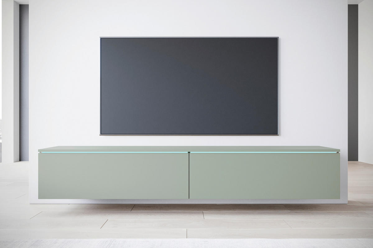 LOWBOARD D180  in 180/30/33 cm  - Grau/Grün, Trend, Holzwerkstoff/Kunststoff (180/30/33cm) - MID.YOU